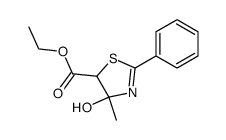 4-hydroxy-4-methyl-2-phenyl-4,5-dihydro-thiazole-5-carboxylic acid ethyl ester Structure