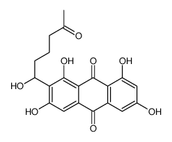 1,3,6,8-tetrahydroxy-2-(1-hydroxy-5-oxohexyl)anthracene-9,10-dione结构式