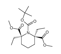 cis-N-tert-butoxycarbonyl-2,6-diethylpiperidine-2,6-dicarboxylic acid dimethyl ester Structure