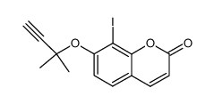 7-O-(1,1-dimethyl-2-propynyl)-8-iodo-2H-1-benzopyran-2-one结构式
