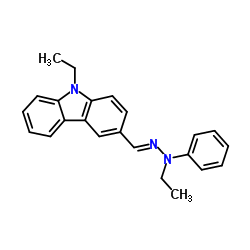 9-ethyl-3-(n-ethyl-n-phenylhydrazonomethyl)carbazole structure