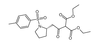 diethyl (-)-(S)-{[N-(p-tolylsulfonyl)-2-pyrrolidinyl]acetyl}malonate Structure