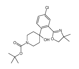 4-(4-氯-2-(4,4-二甲基-4,5-二氢噁唑-2-基)苯基)-4-羟基哌啶-1-羧酸叔丁酯结构式