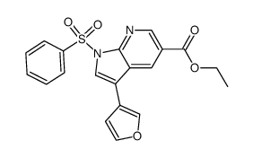1-benzenesulfonyl-3-furan-3-yl-1H-pyrrolo[2,3-b]pyridine-5-carboxylic acid ethyl ester结构式