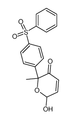 6-hydroxy-2-(p-(benzenesulfonyl)phenyl)-2-methyl-2H-pyran-3(6H)-one Structure