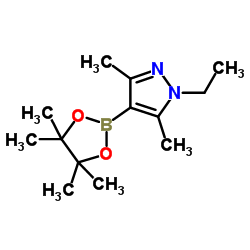 1-乙基-3,5-二甲基-4-(4,4,5,5-四甲基-1,3,2-二氧硼杂环戊烷-2-基)-1H-吡唑结构式