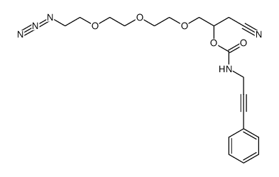 (3-phenylprop-2-ynyl)carbamic acid 1-{2-[2-(2-azidoethoxy)ethoxy]ethoxymethyl}-2-cyanoethyl ester结构式