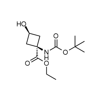 (1s,3s)-1-((叔丁氧基羰基)氨基)-3-羟基环丁烷-1-羧酸乙酯结构式