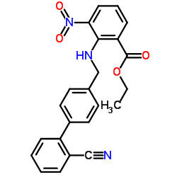 2-[[(2-氰基联苯-4-基)氨基]-3-硝基苯甲酸乙酯结构式