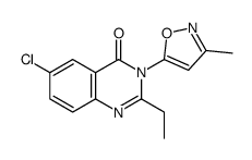 6-chloro-2-ethyl-3-(3-methyl-1,2-oxazol-5-yl)quinazolin-4-one结构式