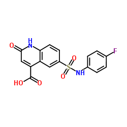 6-(4-Fluoro-phenylsulfamoyl)-2-hydroxy-quinoline-4-carboxylic acid结构式
