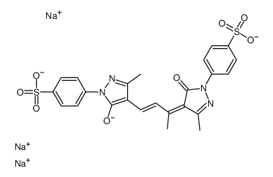 trisodium,4-[3-methyl-4-[(E,3Z)-3-[3-methyl-5-oxo-1-(4-sulfonatophenyl)pyrazol-4-ylidene]but-1-enyl]-5-oxidopyrazol-1-yl]benzenesulfonate结构式