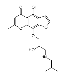 4-Hydroxy-9-(2-hydroxy-3-isobutylamino-propoxy)-7-methyl-furo[3,2-g]chromen-5-one结构式