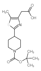 {2-[1-(叔丁氧羰酰)哌啶-4-基]-5-甲基-1,3-噻唑-4-yl}乙酸结构式