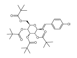 4-chloro-N-(2,3,4,6-tetra-O-pivaloyl-D-glucopyranosyl)benzylideneamine Structure