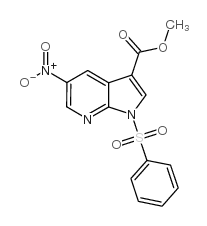5-硝基-1-(苯基磺酰基)-1H-吡咯并[2,3-B]吡啶-3-羧酸甲酯结构式