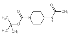 4-乙酰氨基哌啶-1-甲酸叔丁酯结构式