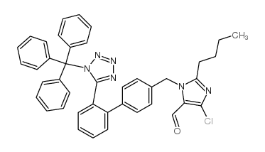 2-Butyl-4-chloro-1-[[2'-[1-(triphenylmethyl)-1H-tetrazol-5-yl][1,1'-biphenyl]-4-yl]methyl]-1H-imidazole-5-carboxaldehyde structure