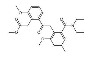 methyl 2-[ω-(2-N,N-diethylcarbamoyl-4-methyl-6-methoxyphenyl)acetyl]-6-methoxyphenylacetate结构式