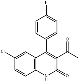 3-乙酰基-6-氯-4-(4-氟苯基)喹啉-2(1H)-酮结构式