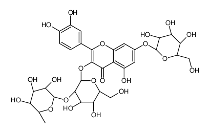 quercetin 3-O-alpha-rhamnopyranosyl(1-2)-beta-galactopyranoside-7-O-beta-glucopyranoside Structure
