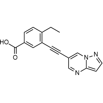 4-乙基-3-(2-{吡唑并[1,5-a]嘧啶-6-基}乙炔基)苯甲酸结构式