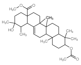 10-Acetoxy-2-hydroxy-1,2,6a,6b,9,9,12a-heptamethyl-1,3,4,5,6,6a,6b,7,8 ,8a,9,10,11,12,12a,12b,13,14b-octadecahydro-2H-picene-4a-carboxylic ac id, methyl ester结构式