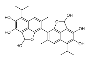 5,5'-Diisopropyl-7,7'-dimethyl-2H,2'H-[8,8']bi[naphtho[1,8-bc]furanyl]-2,3,4,2',3',4'-hexaol结构式