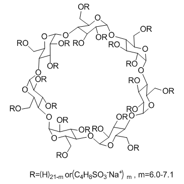 磺丁基-β-环糊精钠盐结构式