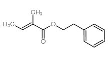 (E)-2-甲基-2-丁烯酸-2-苯乙酯结构式