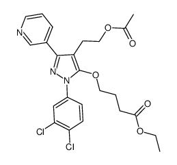 ethyl 4-((4-(2-acetoxyethyl)-1-(3,4-dichlorophenyl)-3-(pyridin-3-yl)-1H-pyrazol-5-yl)oxy)butanoate Structure