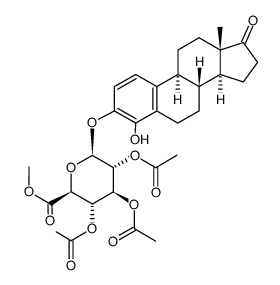 methyl (4-hydroxy-17-oxo-1,3,5(10)-estatrien-3-yl-2,3,4-tri-O-acetyl-β-D-glucopyranosid)uronate结构式