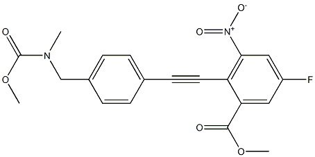 methyl 5-fluoro-2-((4-(((methoxycarbonyl)(methyl)amino)methyl)phenyl)ethynyl)-3-nitrobenzoate Structure