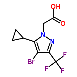 (4-BROMO-5-CYCLOPROPYL-3-TRIFLUOROMETHYL-PYRAZOL-1-YL)-ACETIC ACID Structure