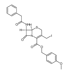 3-iodomethyl-7-phenylacetylamido-3-cephem-4-carboxylic acid p-methoxybenzyl ester结构式