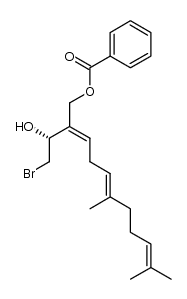 (R)-2-(1'-Hydroxy-2'-bromoethyl)-6,10-dimethyl-2,5,9-undecatrien-1-yl benzoate结构式