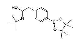 N-(叔丁基)-2-(4-(4,4,5,5-四甲基-1,3,2-二氧硼杂环戊烷-2-基)苯基)乙酰胺结构式