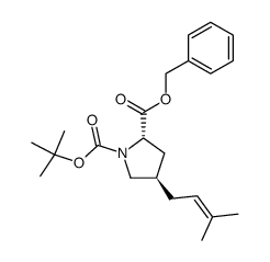(2S,4R)-4-(3-Methyl-but-2-enyl)-pyrrolidine-1,2-dicarboxylic acid 2-benzyl ester 1-tert-butyl ester Structure