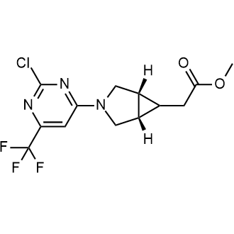 2-(rel-(1r,5s,6s)-3-(2-氯-6-(三氟甲基)嘧啶-4-基)-3-氮杂双环[3.1.0]己-6-基)乙酸甲酯结构式