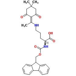 N-芴甲氧羰基-(N'-1-(4,4-二甲基-2,6-二氧代环己-1-亚基)乙基)-L-鸟氨酸结构式