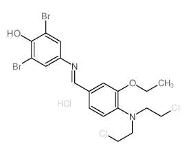 Phenol, 4-[[4-[bis(2-chloroethyl)amino]-3-ethoxybenzylidene]amino]-2, 6-dibromo-, monohydrochloride Structure