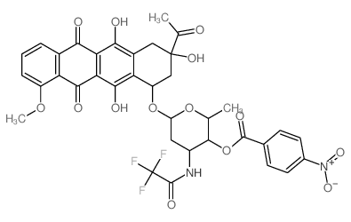 5,12-Naphthacenedione,8-acetyl-7,8,9,10-tetrahydro-6,8,11-trihydroxy-1-methoxy-10-[[2,3,6-trideoxy-4-O-(4-nitrobenzoyl)-3-[(trifluoroacetyl)amino]-a-D-ribo-hexopyranosyl]oxy]-,(8S-cis)- (9CI) structure