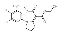 diethyl 2-(3-(3-chloro-4-fluorophenyl)-1,3-thiazolidin-2-ylidene)malonate (en)Propanedioic acid, [3-(3-chloro-4-fluorophenyl)-2-thiazolidinylidene]-, diethyl ester (en)结构式
