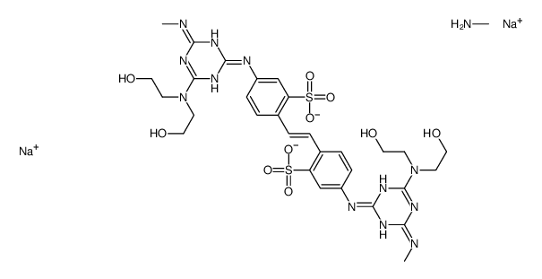 4,4'-bis[[4-[bis(2-hydroxyethyl)amino]-6-(methylamino)-1,3,5-triazin-2-yl]amino]stilbene-2,2'-disulphonic acid, sodium salt, compound with methylamine Structure