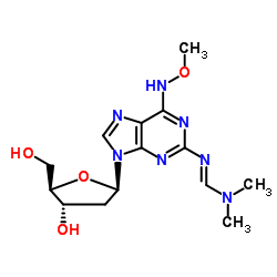 2-(DIMETHYLAMINOMETHYLIDENE)AMINO-6-METHOXYLAMINO-9-(BETA-D-2-DEOXYRIBOFURANOSYL)PURINE Structure
