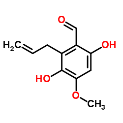 2-Allyl-3,6-dihydroxy-4-methoxybenzaldehyde Structure