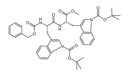 N-carbobenzyloxy-1-tert-butoxycarbonyl-L-tryptophanyl-(1-tert-butoxycarbonyl-L-tryptophan methyl ester)结构式