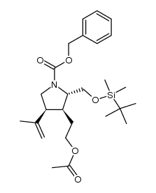 (2S,3S,4S)-3-(2-acetoxyethyl)-1-(benzyloxycarbonyl)-2-[[(tert-butyldimethylsilyl)-oxy]methyl]-4-isopropenylpyrrolidine结构式