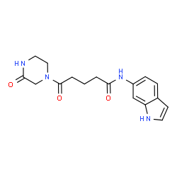 N-(1H-indol-6-yl)-5-oxo-5-(3-oxopiperazin-1-yl)pentanamide结构式