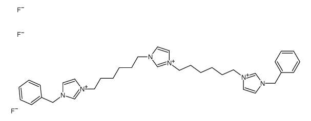 1,3-bis[6-(3-benzylimidazol-3-ium-1-yl)hexyl]imidazol-1-ium,trifluoride Structure